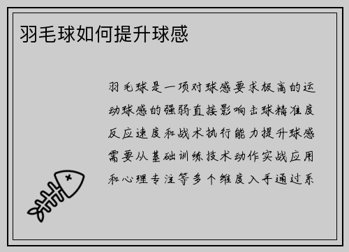 羽毛球如何提升球感